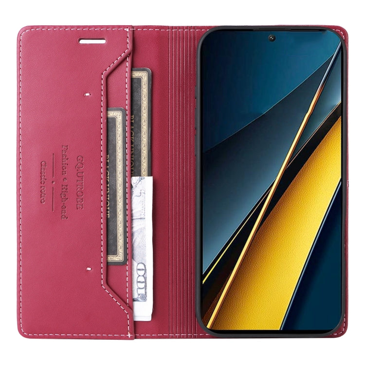 For Xiaomi Poco X6 Pro GQUTROBE G01 RFID Anti-theft Leather Phone Case(Red)