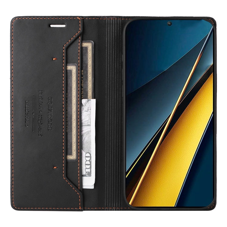 For Xiaomi Poco X6 Pro GQUTROBE G01 RFID Anti-theft Leather Phone Case(Black)