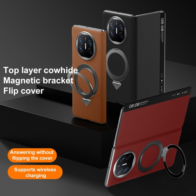 For Huawei Mate XT Ultimate Design SULADA Smart View Window MagSafe Magnetic Holder Leather Phone Case(Red)