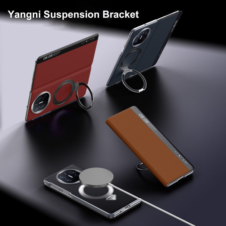 For Huawei Mate XT Ultimate Design SULADA Smart View Window MagSafe Magnetic Holder Leather Phone Case(Black)