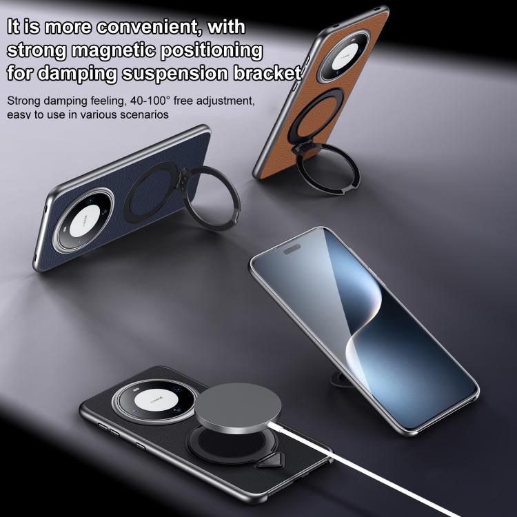 For Huawei Pura 70 SULADA Top Grain Leather MagSafe Magnetic Holder Phone Case(Brown)
