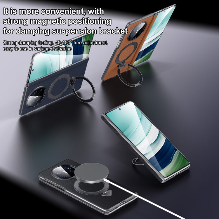 For Huawei Mate X5 / X3 SULADA Top Grain Leather MagSafe Magnetic Holder Phone Case(Green)