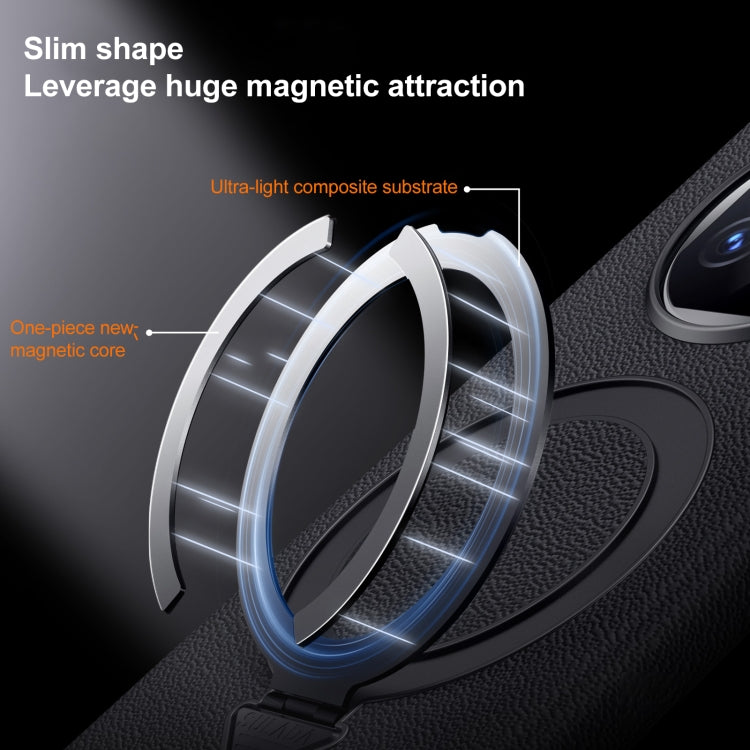 For Huawei Mate X5 / X3 SULADA Top Grain Leather MagSafe Magnetic Holder Phone Case(Blue)