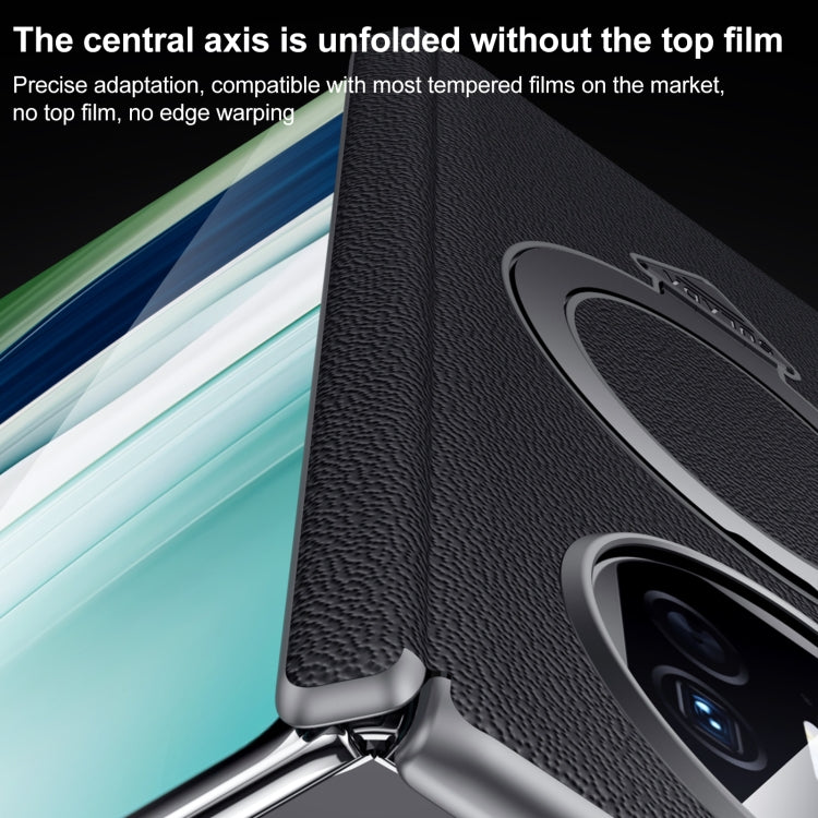 For Huawei Mate X5 / X3 SULADA Top Grain Leather MagSafe Magnetic Holder Phone Case(Blue)