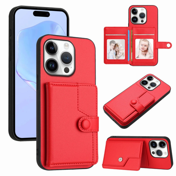 Button Card Bag RFID Anti-theft Phone Case, For iPhone 16 Pro Max, For iPhone 16 Pro, For iPhone 16 Plus, For iPhone 16