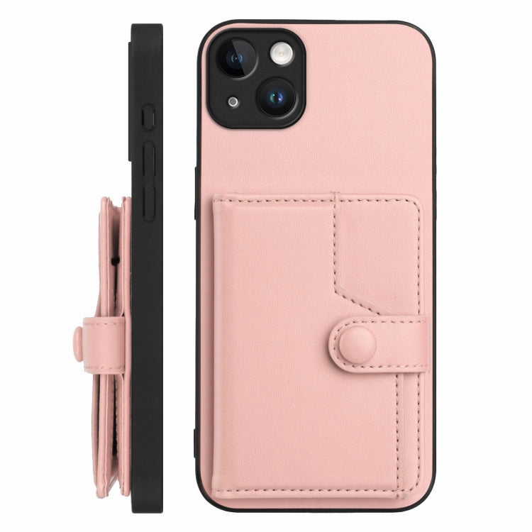 Button Card Bag RFID Anti-theft Phone Case, For iPhone 14 Plus, For iPhone 14, For iPhone 14 Pro, For iPhone 14 Pro Max