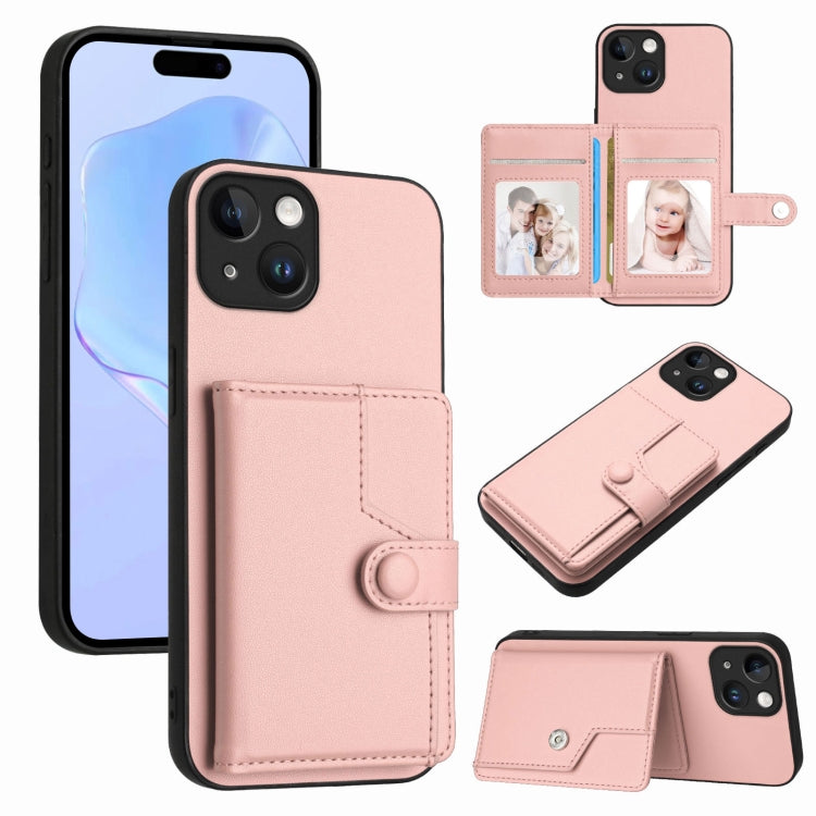 Button Card Bag RFID Anti-theft Phone Case, For iPhone 14 Plus, For iPhone 14, For iPhone 14 Pro, For iPhone 14 Pro Max