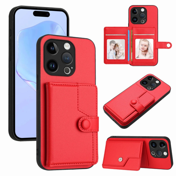 Button Card Bag RFID Anti-theft Phone Case, For iPhone 14 Plus, For iPhone 14, For iPhone 14 Pro, For iPhone 14 Pro Max
