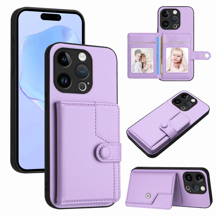 Button Card Bag RFID Anti-theft Phone Case, For iPhone 14 Plus, For iPhone 14, For iPhone 14 Pro, For iPhone 14 Pro Max