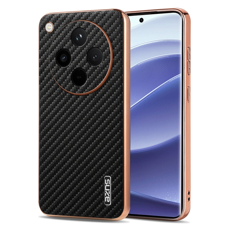 For OPPO Find X8 AZNS Electroplated Edge Carbon Fiber Texture Phone Case(Black)