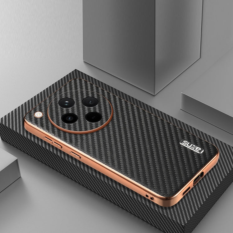 For OPPO Find X8 AZNS Electroplated Edge Carbon Fiber Texture Phone Case(Black)