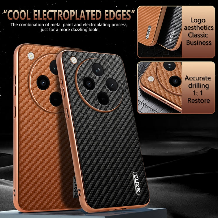 For OPPO Find X8 AZNS Electroplated Edge Carbon Fiber Texture Phone Case(Black)