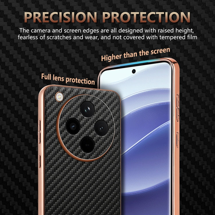 For OPPO Find X8 AZNS Electroplated Edge Carbon Fiber Texture Phone Case(Brown)