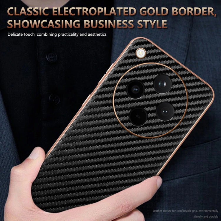 For OPPO Find X8 AZNS Electroplated Edge Carbon Fiber Texture Phone Case(Blue)
