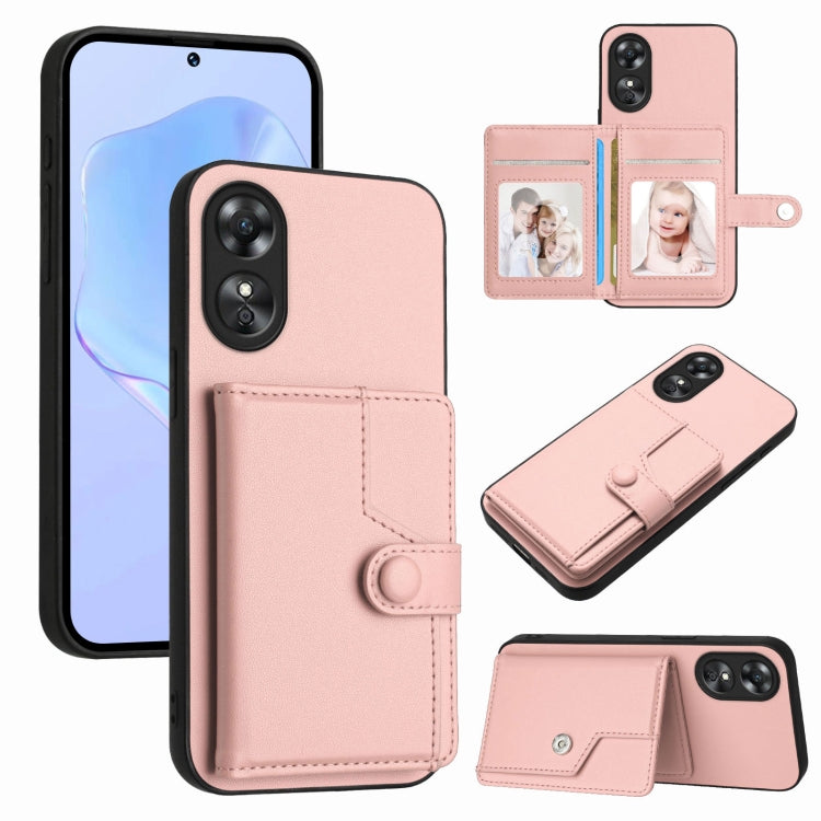 Button Card Bag RFID Anti-theft Phone Case, For OPPO A58 4G Global, For OPPO Reno10 Global, For OPPO A78 4G Global, For OPPO A17