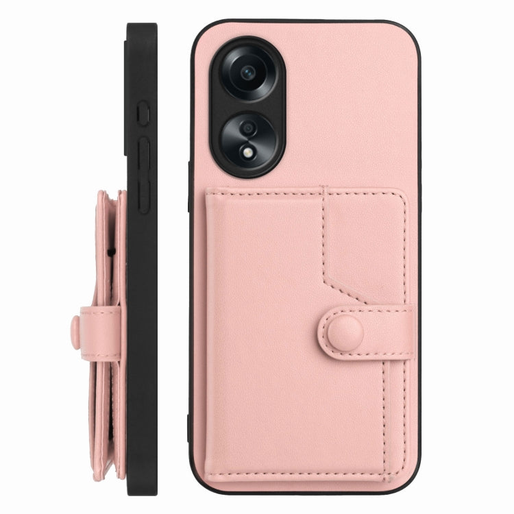 Button Card Bag RFID Anti-theft Phone Case, For OPPO A58 4G Global, For OPPO Reno10 Global, For OPPO A78 4G Global, For OPPO A17
