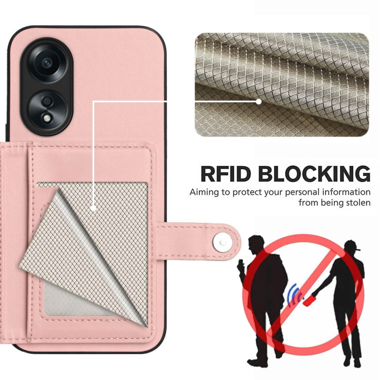 Button Card Bag RFID Anti-theft Phone Case, For OPPO A58 4G Global, For OPPO Reno10 Global, For OPPO A78 4G Global, For OPPO A17