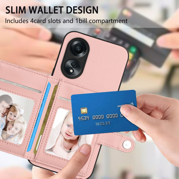 Button Card Bag RFID Anti-theft Phone Case, For OPPO A58 4G Global, For OPPO Reno10 Global, For OPPO A78 4G Global, For OPPO A17