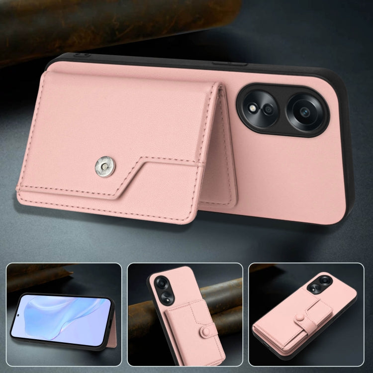Button Card Bag RFID Anti-theft Phone Case, For OPPO A58 4G Global, For OPPO Reno10 Global, For OPPO A78 4G Global, For OPPO A17