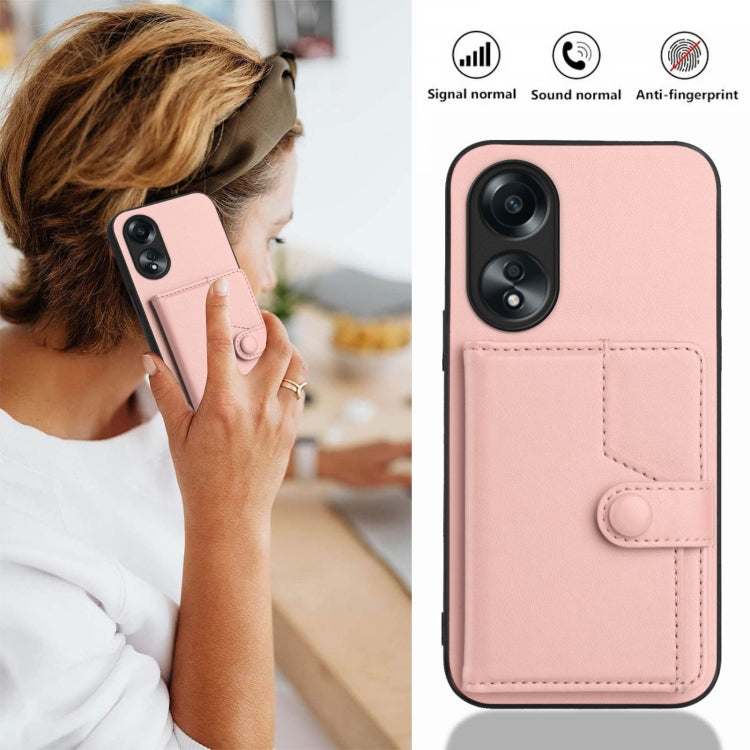 Button Card Bag RFID Anti-theft Phone Case, For OPPO A58 4G Global, For OPPO Reno10 Global, For OPPO A78 4G Global, For OPPO A17