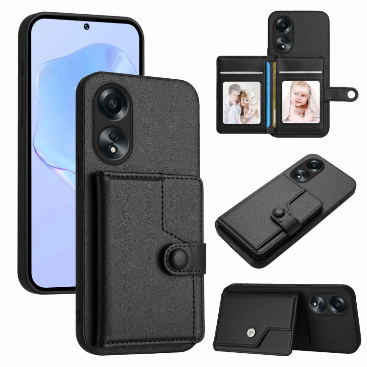 Button Card Bag RFID Anti-theft Phone Case, For OPPO A58 4G Global, For OPPO Reno10 Global, For OPPO A78 4G Global, For OPPO A17