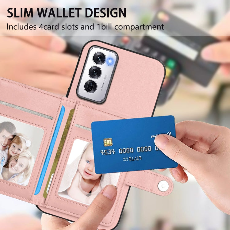 Button Card Bag RFID Anti-theft Phone Case, For OPPO Reno12 Global, For OPPO K12 5G, For OPPO A3 Pro 5G, For OPPO Reno11 F / F25 Pro