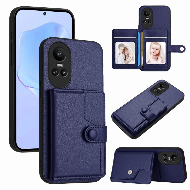 Button Card Bag RFID Anti-theft Phone Case, For OPPO A58 4G Global, For OPPO Reno10 Global, For OPPO A78 4G Global, For OPPO A17