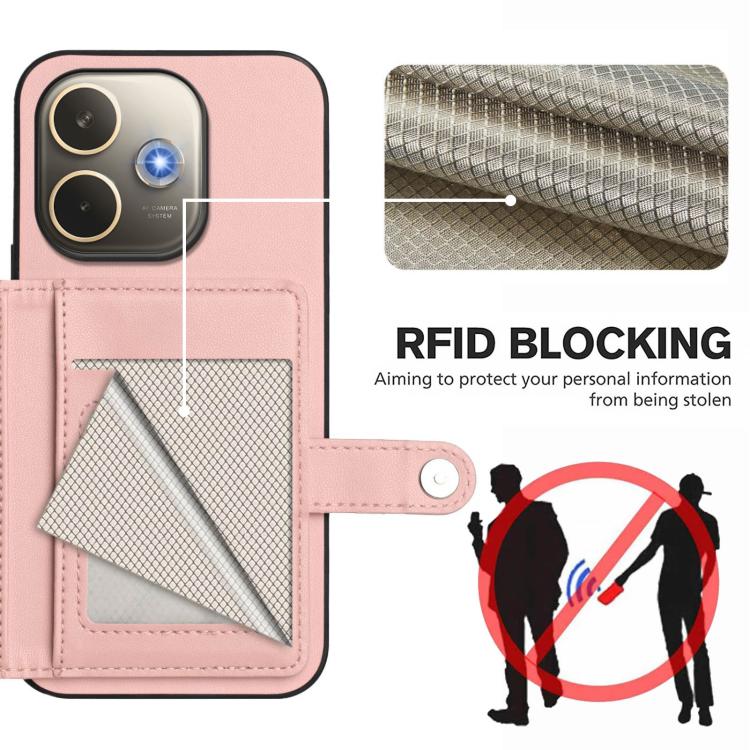 Button Card Bag RFID Anti-theft Phone Case, For OPPO A5 Energy / A5 Pro 5G Global, For OPPO K12x, For OPPO A3 Pro Global, For OPPO Reno12 Pro Global