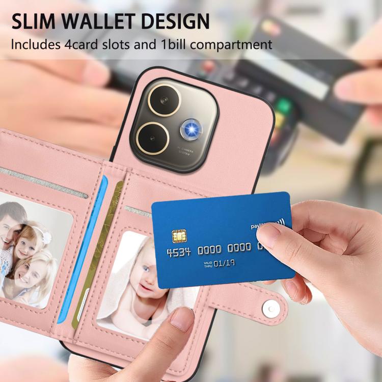 Button Card Bag RFID Anti-theft Phone Case, For OPPO A5 Energy / A5 Pro 5G Global, For OPPO K12x, For OPPO A3 Pro Global, For OPPO Reno12 Pro Global
