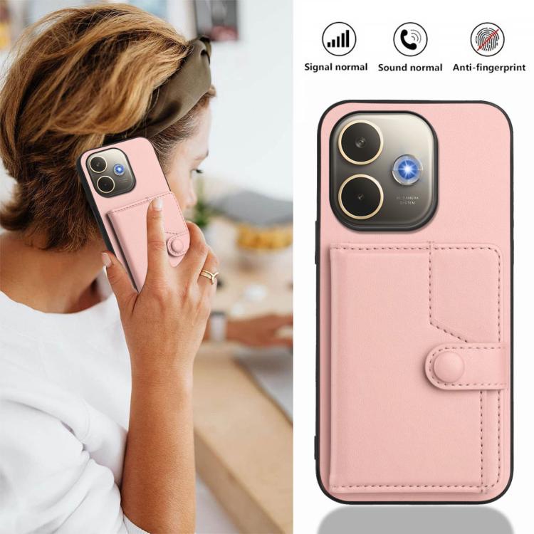 Button Card Bag RFID Anti-theft Phone Case, For OPPO A5 Energy / A5 Pro 5G Global, For OPPO K12x, For OPPO A3 Pro Global, For OPPO Reno12 Pro Global