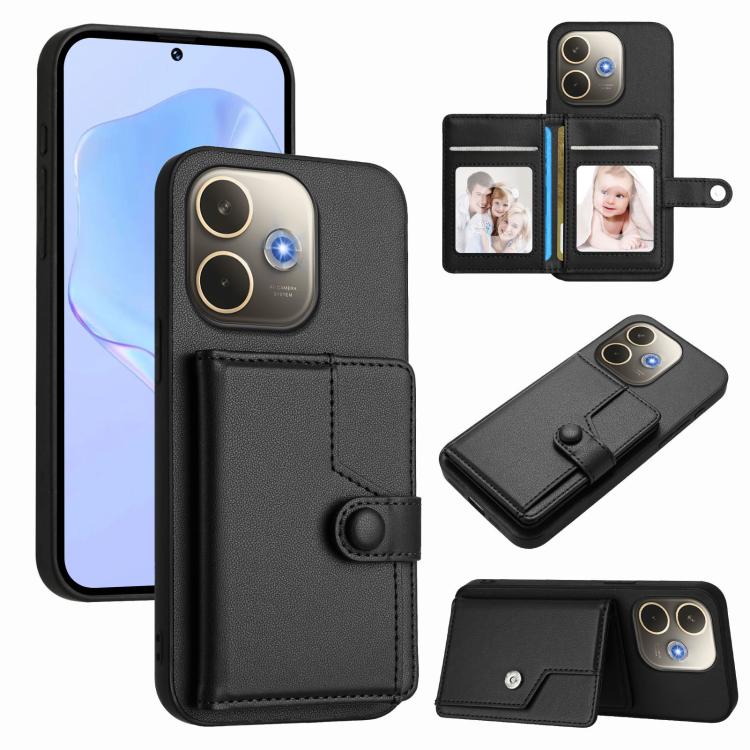 Button Card Bag RFID Anti-theft Phone Case, For OPPO A5 Energy / A5 Pro 5G Global, For OPPO K12x, For OPPO A3 Pro Global, For OPPO Reno12 Pro Global