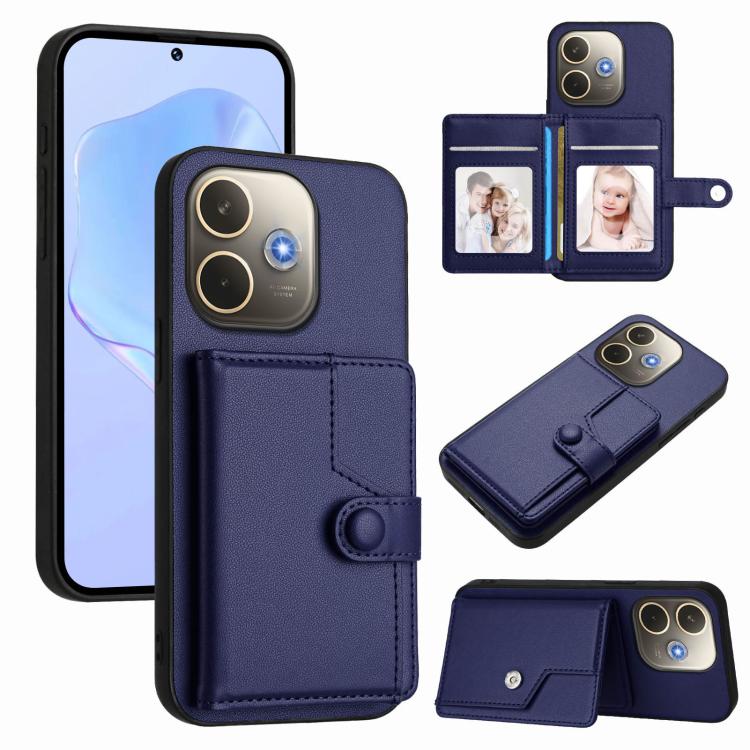 Button Card Bag RFID Anti-theft Phone Case, For OPPO A5 Energy / A5 Pro 5G Global, For OPPO K12x, For OPPO A3 Pro Global, For OPPO Reno12 Pro Global