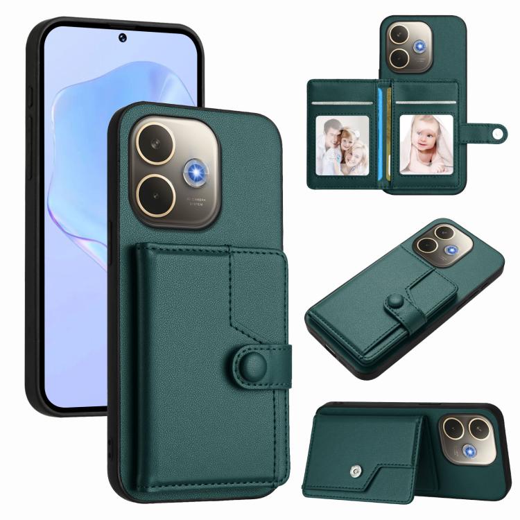 Button Card Bag RFID Anti-theft Phone Case, For OPPO A5 Energy / A5 Pro 5G Global, For OPPO K12x, For OPPO A3 Pro Global, For OPPO Reno12 Pro Global