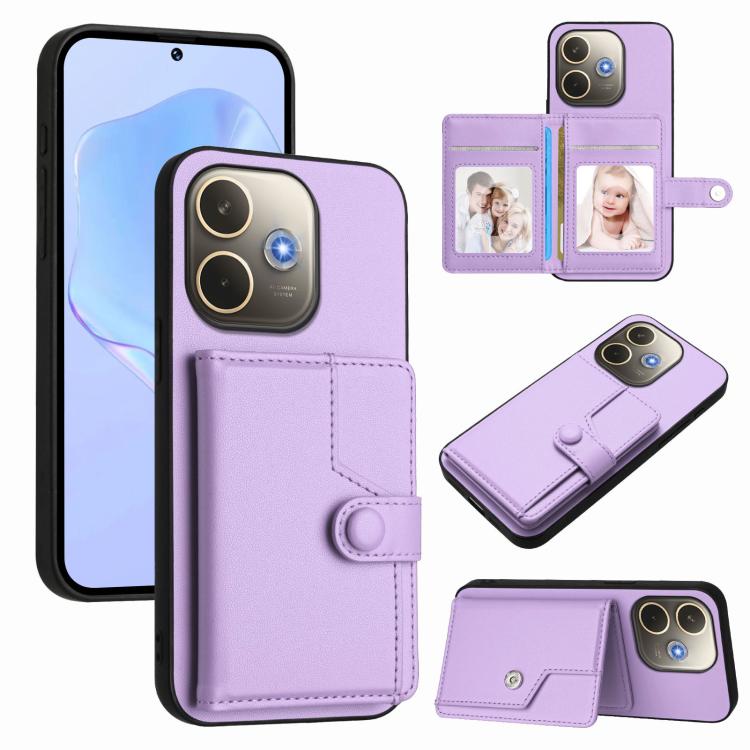 Button Card Bag RFID Anti-theft Phone Case, For OPPO A5 Energy / A5 Pro 5G Global, For OPPO K12x, For OPPO A3 Pro Global, For OPPO Reno12 Pro Global