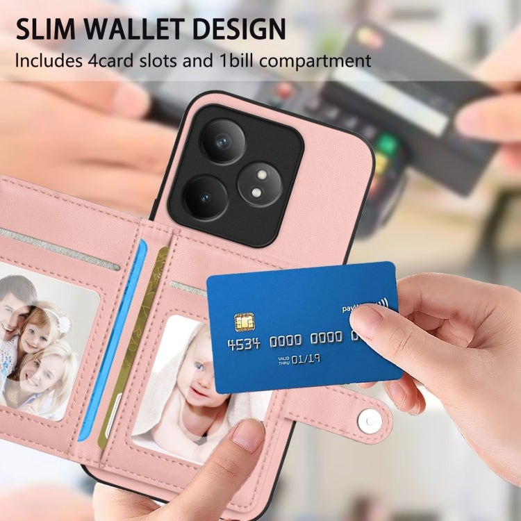 Button Card Bag RFID Anti-theft Phone Case, For Realme GT Neo6 SE, For Realme 12 Pro+ / 12 Pro, For Realme 12+ 5G / P1 5G