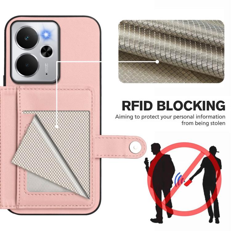 Button Card Bag RFID Anti-theft Phone Case, For Realme 14, For Realme 14 Pro+, For Realme 14 Pro, For Realme 13 Pro / 13 Pro+ 5G