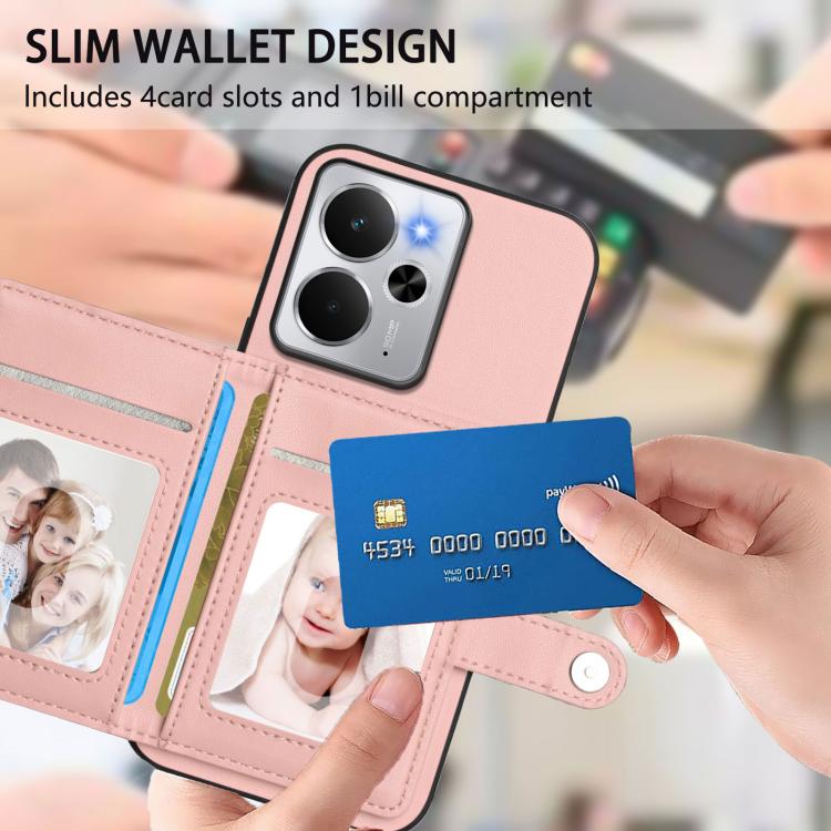 Button Card Bag RFID Anti-theft Phone Case, For Realme 14, For Realme 14 Pro+, For Realme 14 Pro, For Realme 13 Pro / 13 Pro+ 5G