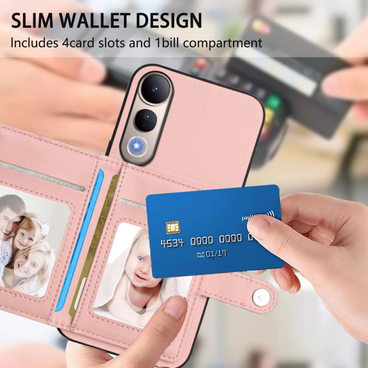 Button Card Bag RFID Anti-theft Phone Case, For vivo V50 Lite 4G, For vivo Y39 5G / Y300i, For vivo Y200