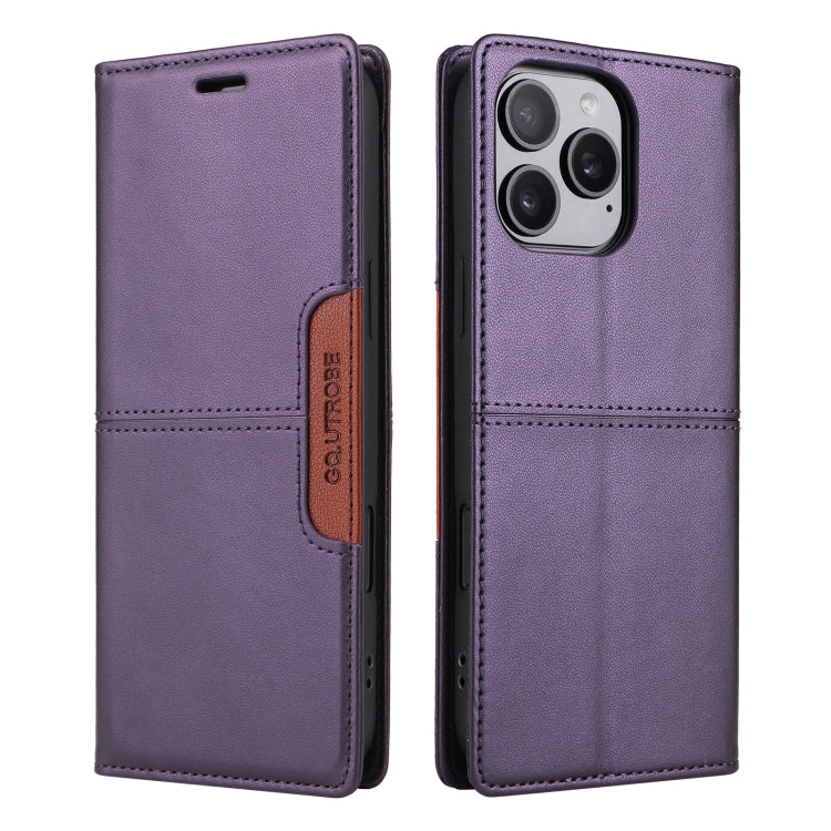 For iPhone 12 Pro GQUTROBE G01 RFID Anti-theft Leather Phone Case(Purple)