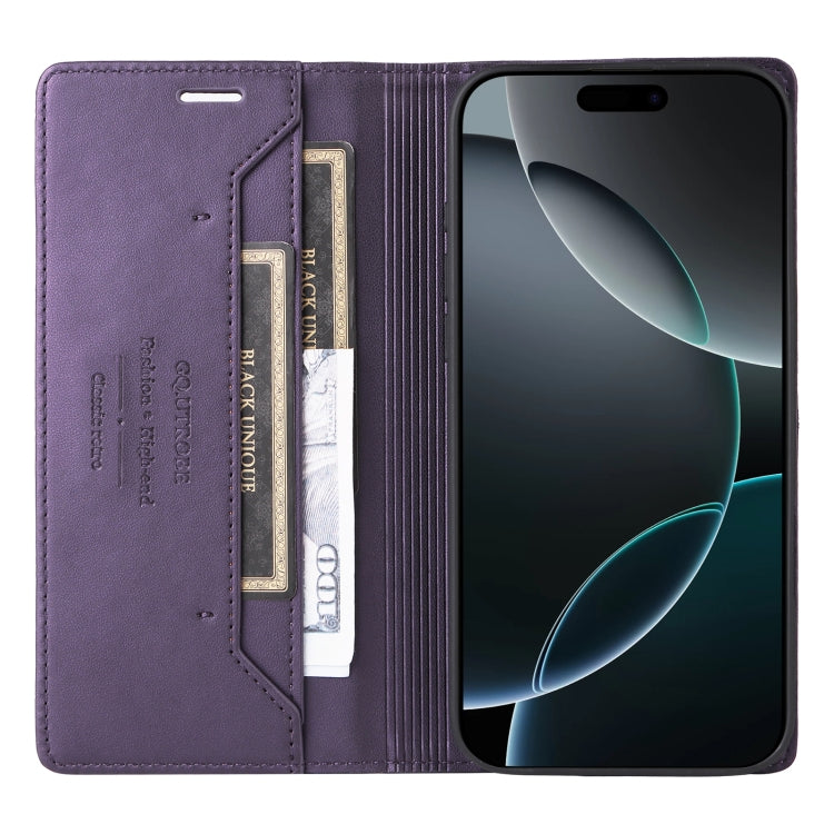 For iPhone 12 Pro Max GQUTROBE G01 RFID Anti-theft Leather Phone Case(Purple)