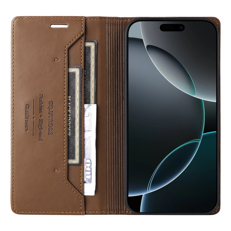 For iPhone 13 Pro Max GQUTROBE G01 RFID Anti-theft Leather Phone Case(Brown)