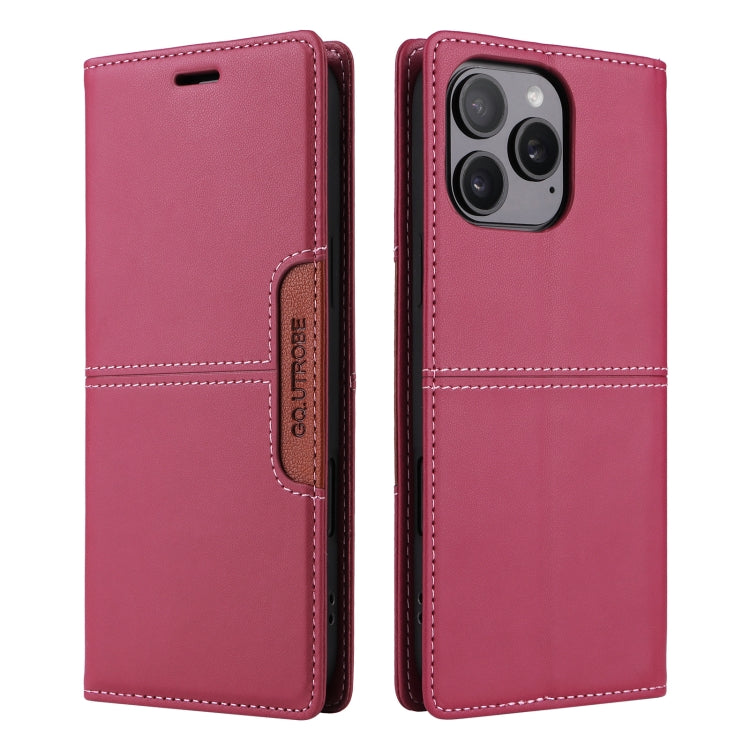 For iPhone 14 Pro Max GQUTROBE G01 RFID Anti-theft Leather Phone Case(Red)