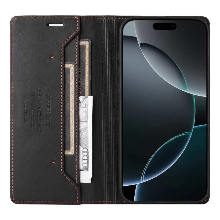 For iPhone 14 Pro Max GQUTROBE G01 RFID Anti-theft Leather Phone Case(Black)