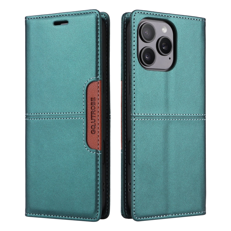 For iPhone 14 Pro Max GQUTROBE G01 RFID Anti-theft Leather Phone Case(Green)