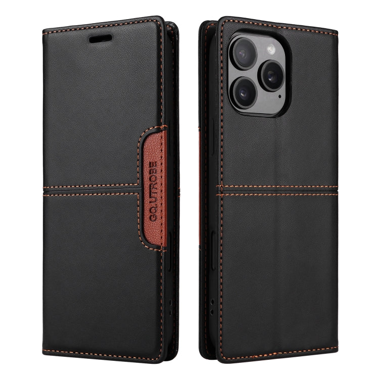 For iPhone 15 Pro GQUTROBE G01 RFID Anti-theft Leather Phone Case(Black)