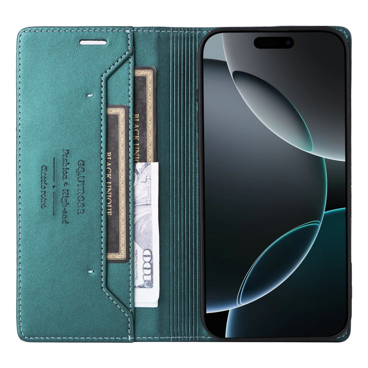 For iPhone 15 Pro Max GQUTROBE G01 RFID Anti-theft Leather Phone Case(Green)