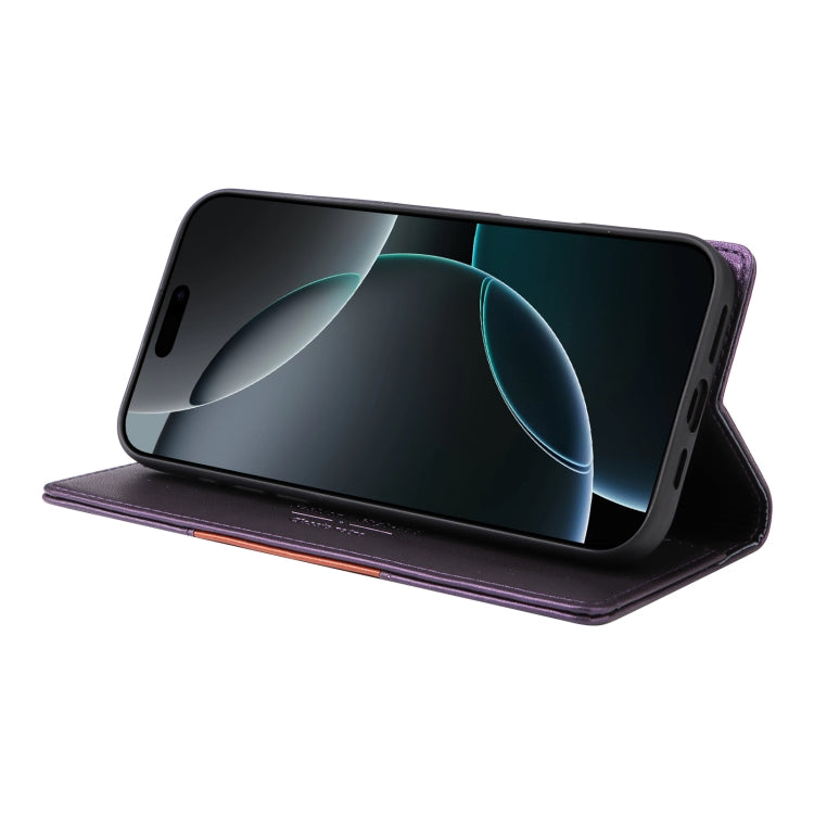 For iPhone 16 Pro GQUTROBE G01 RFID Anti-theft Leather Phone Case(Purple)