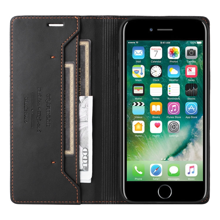 For iPhone SE 2022 / SE 2020 / 8 / 7 GQUTROBE G01 RFID Anti-theft Leather Phone Case(Black)