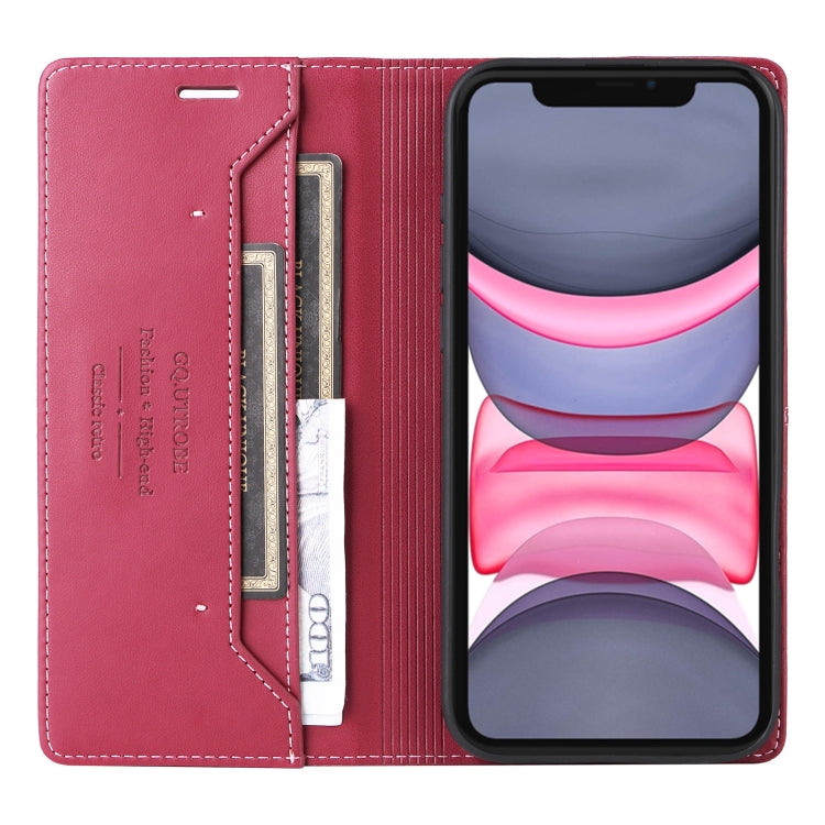 For iPhone 12 GQUTROBE G01 RFID Anti-theft Leather Phone Case(Red)
