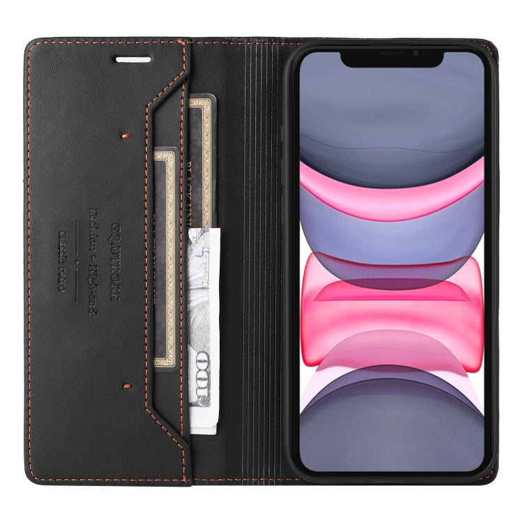 For iPhone 12 GQUTROBE G01 RFID Anti-theft Leather Phone Case(Black)